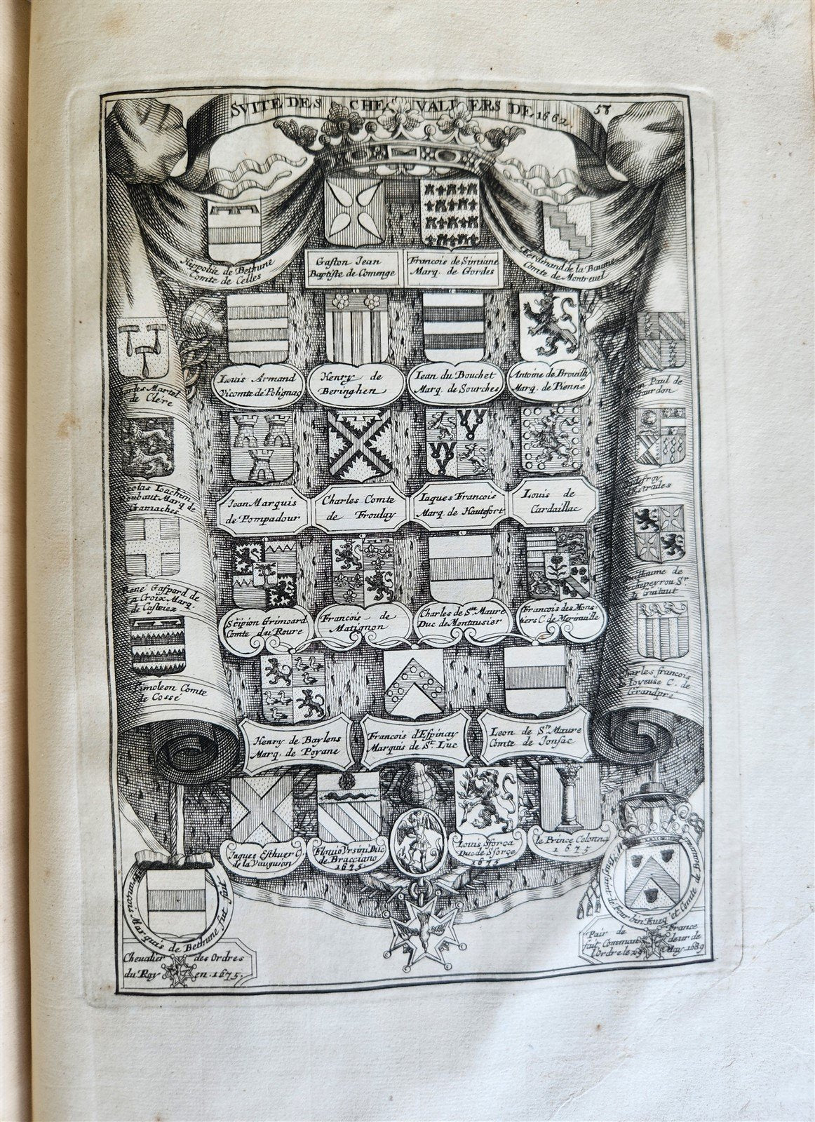 1691 HISTOIRE DU ROY LOUIS LE GRAND ILLUSTRATED antique ARMORIAL BINDING