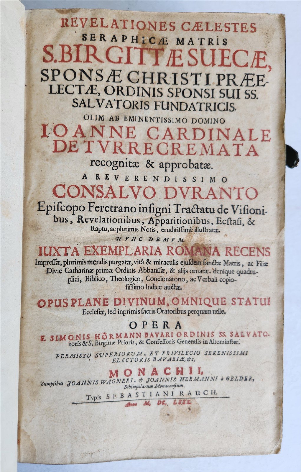 1680 CELESTIAL REVELATIONS of BRIDGET of SWEDEN antique PIGSKIN BOUND FOLIO