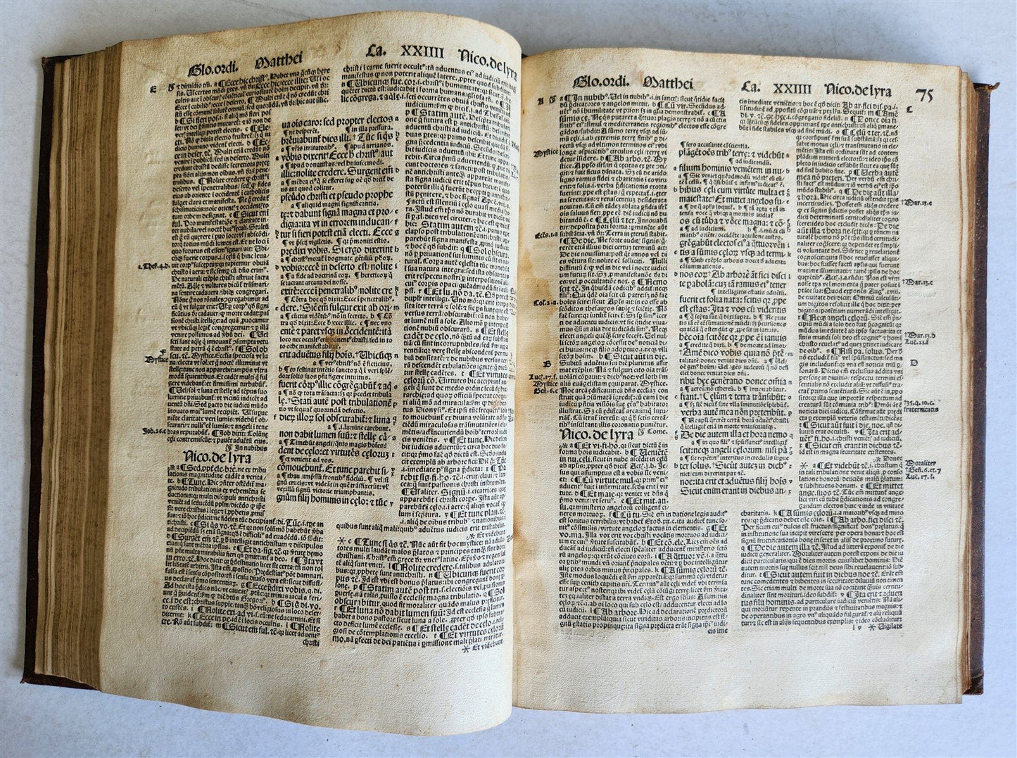 1507 BIBLE POST-INCUNABULA GOSPEL VOLUME by NICOLAS DE LYRA antique FOLIO