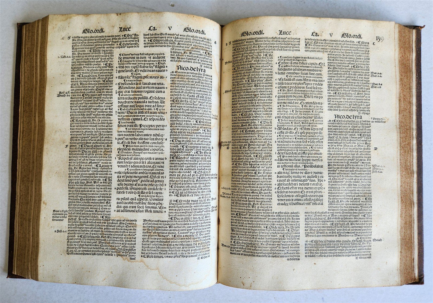 1507 BIBLE POST-INCUNABULA GOSPEL VOLUME by NICOLAS DE LYRA antique FOLIO