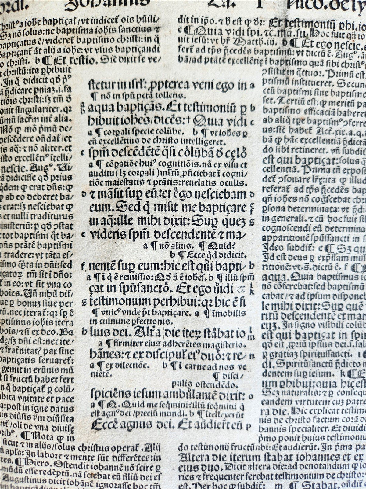 1507 BIBLE POST-INCUNABULA GOSPEL VOLUME by NICOLAS DE LYRA antique FOLIO