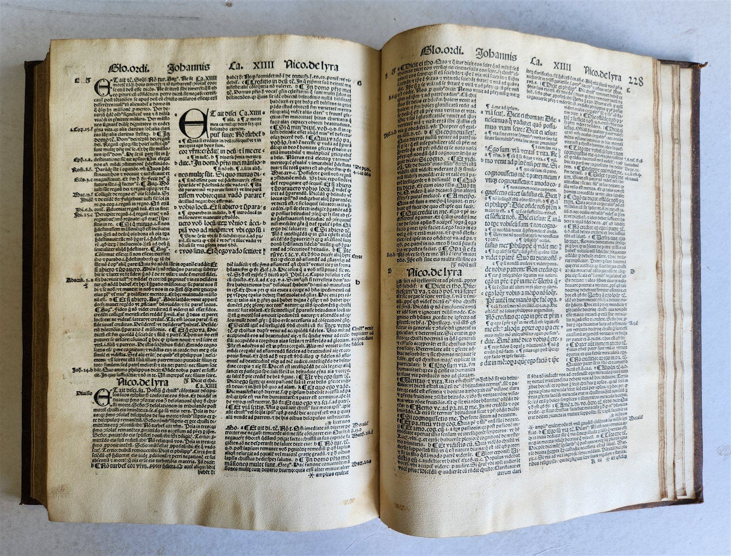 1507 BIBLE POST-INCUNABULA GOSPEL VOLUME by NICOLAS DE LYRA antique FOLIO