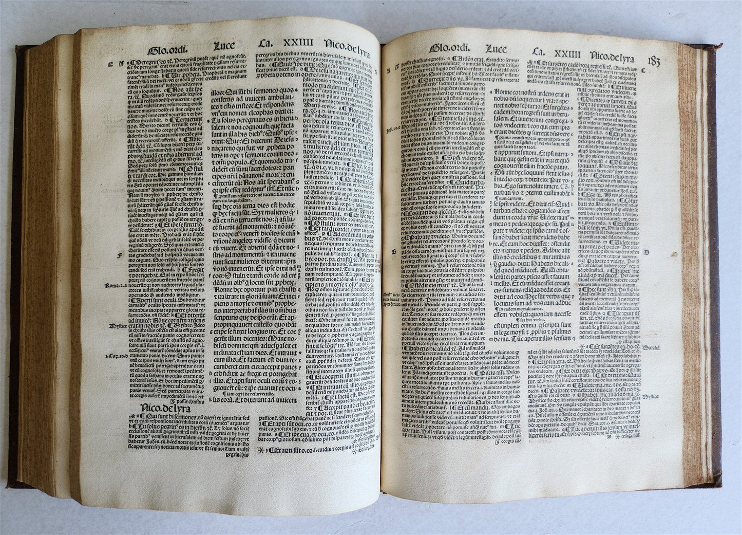 1507 BIBLE POST-INCUNABULA GOSPEL VOLUME by NICOLAS DE LYRA antique FOLIO