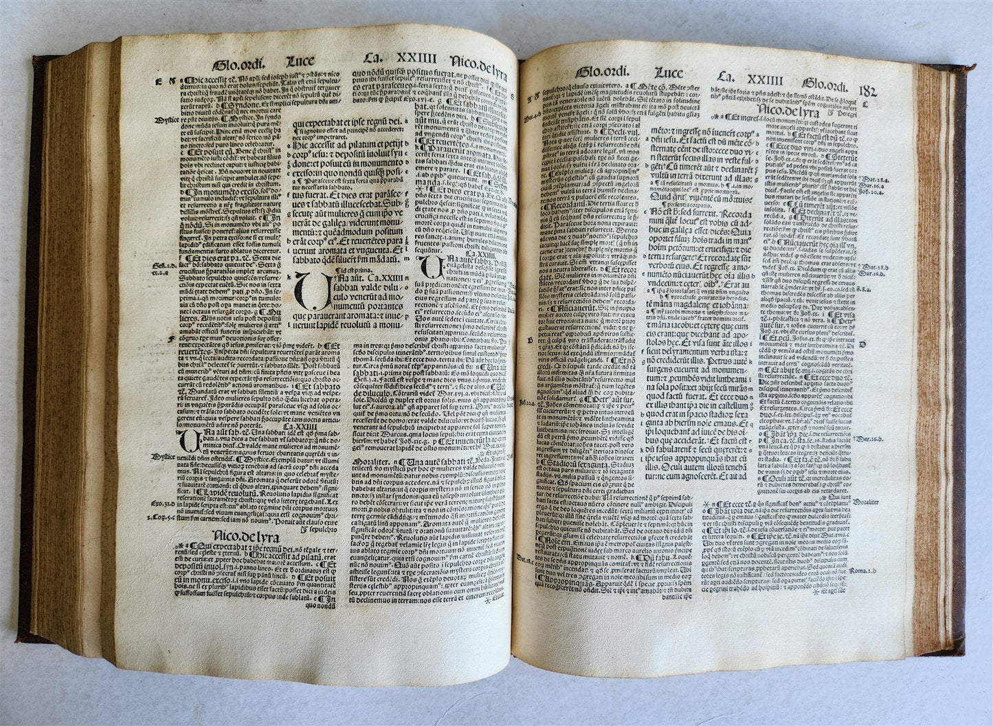 1507 BIBLE POST-INCUNABULA GOSPEL VOLUME by NICOLAS DE LYRA antique FOLIO
