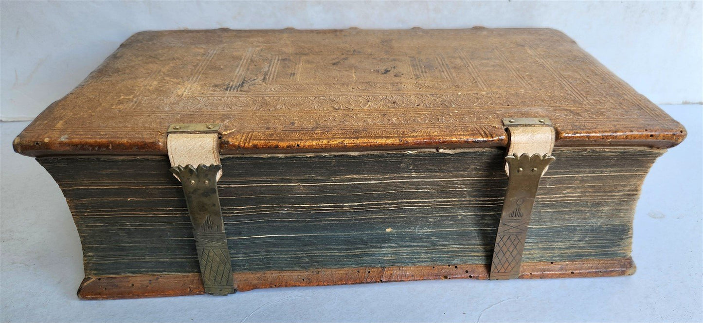 1654 SERMONS Augustana fidei confessio antique PIGSKIN BOUND FOLIO w/ CLASPS