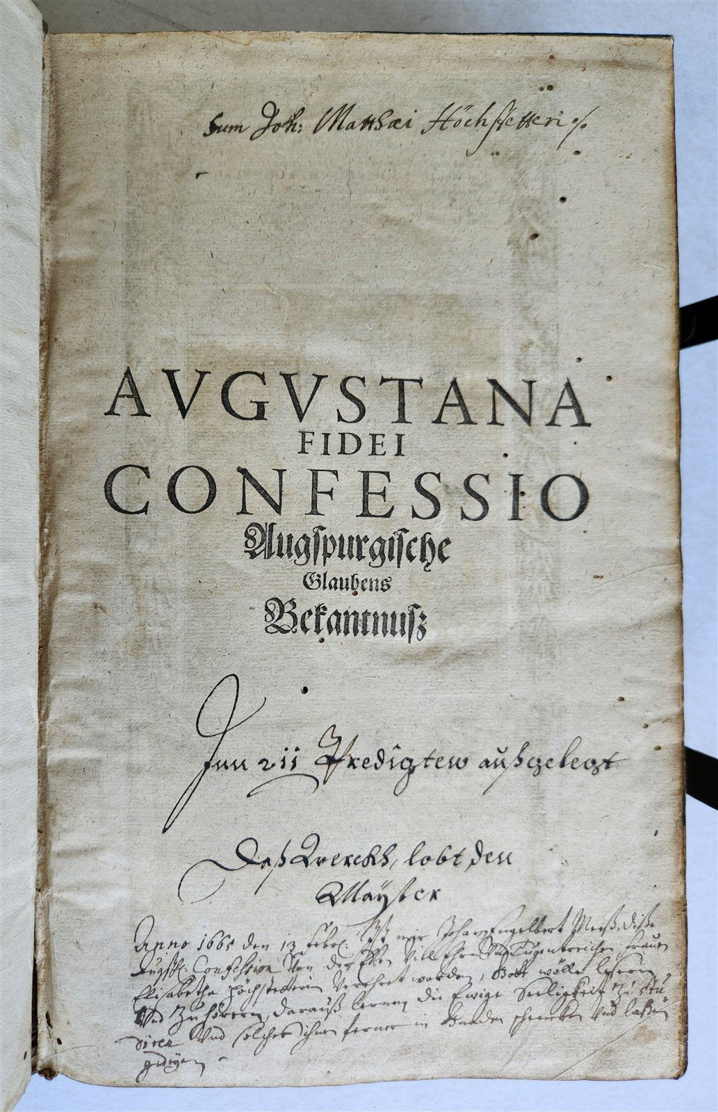 1654 SERMONS Augustana fidei confessio antique PIGSKIN BOUND FOLIO w/ CLASPS