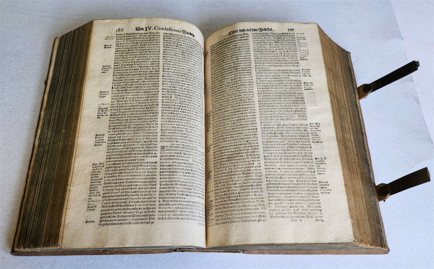 1654 SERMONS Augustana fidei confessio antique PIGSKIN BOUND FOLIO w/ CLASPS