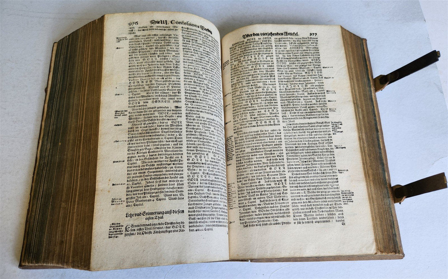 1654 SERMONS Augustana fidei confessio antique PIGSKIN BOUND FOLIO w/ CLASPS