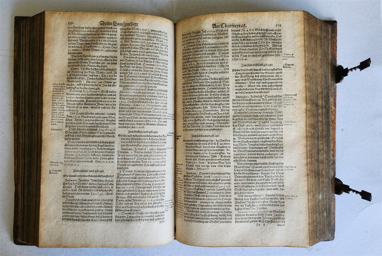 1618 SERMONS by J. MUNSTER antique PIGSKIN BOUND FOLIO w/ CLASPS rare