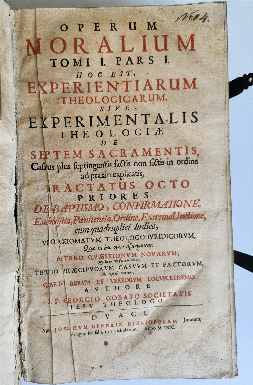 1700 THEOLOGY by GEORII GOBAT antique BLIND-STAMPED PIGSKIN BOUND FOLIO w/CLASPS