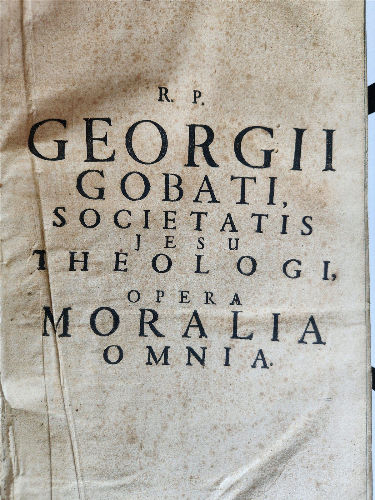 1700 THEOLOGY by GEORII GOBAT antique BLIND-STAMPED PIGSKIN BOUND FOLIO w/CLASPS