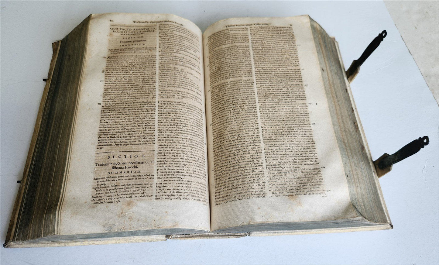 1700 THEOLOGY by GEORII GOBAT antique BLIND-STAMPED PIGSKIN BOUND FOLIO w/CLASPS