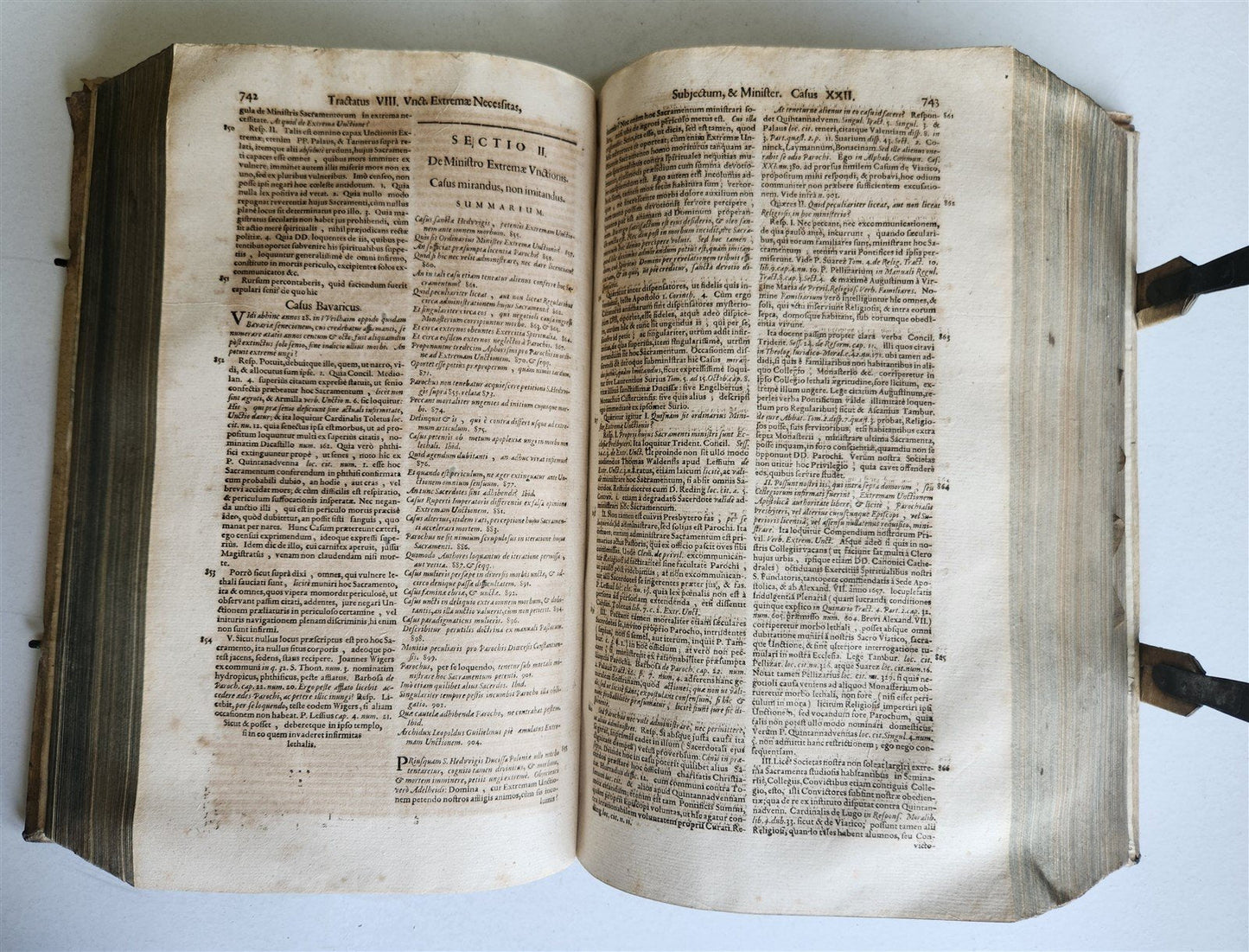 1700 THEOLOGY by GEORII GOBAT antique BLIND-STAMPED PIGSKIN BOUND FOLIO w/CLASPS