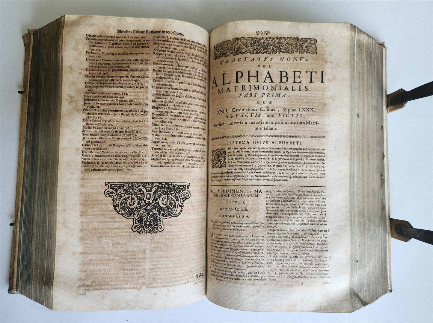 1700 THEOLOGY by GEORII GOBAT antique BLIND-STAMPED PIGSKIN BOUND FOLIO w/CLASPS