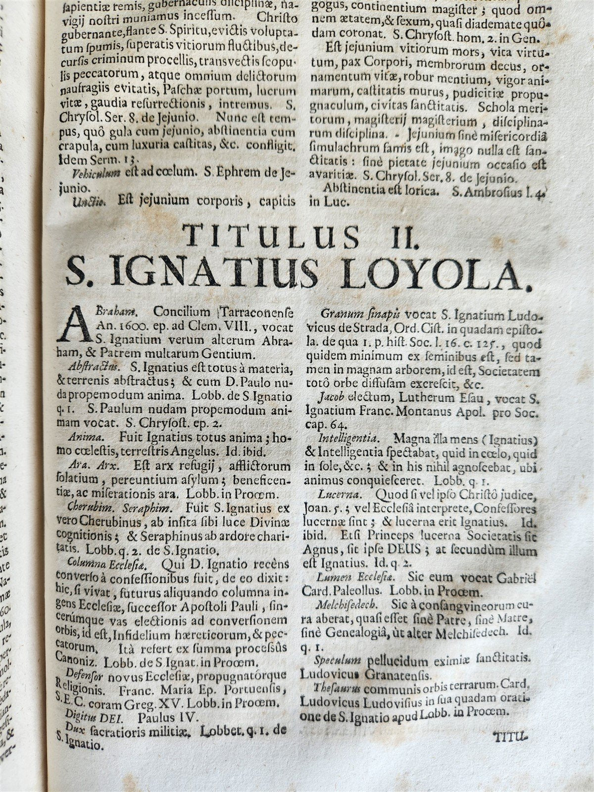 1702 POLYANTHEA SACRA antique BLIND-STAMPED PIGSKIN BOUND FOLIO w/CLASPS