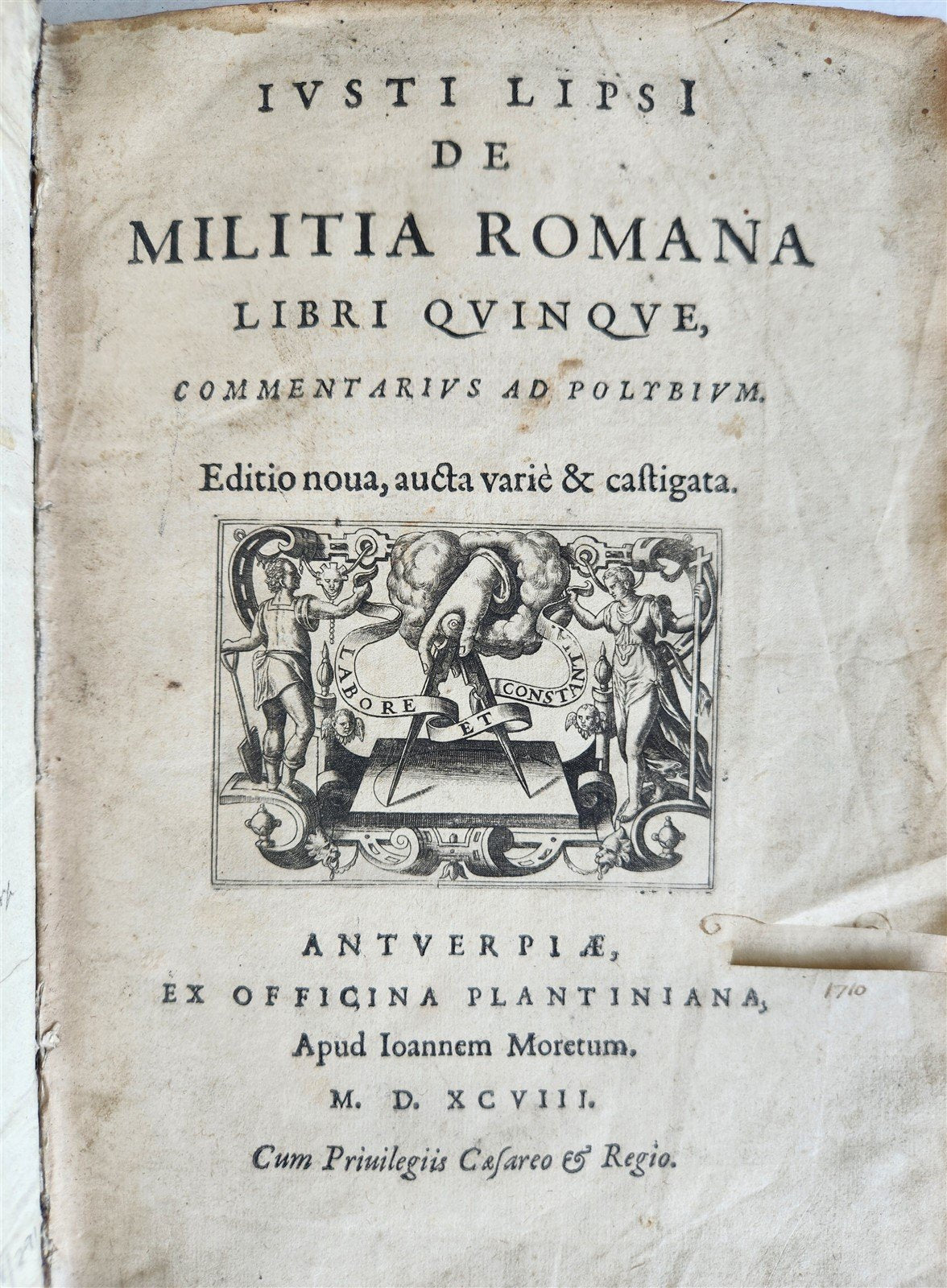 1598 DE MILITIA ROMANA by LIPSIUS antique ILLUSTRATED WARFARE Plantiniana vellum