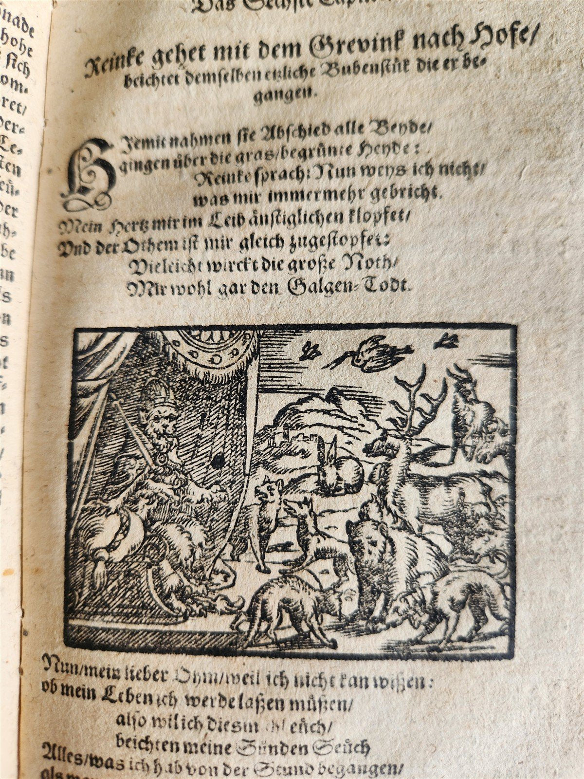 1650 REYNARD THE FOX in GERMAN antique ILLUSTRATED w/ 41 WOODCUTS
