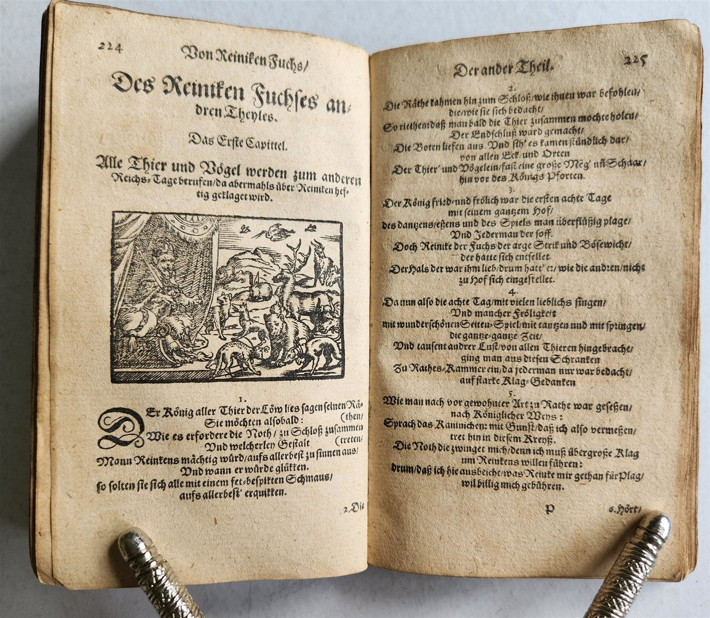 1650 REYNARD THE FOX in GERMAN antique ILLUSTRATED w/ 41 WOODCUTS