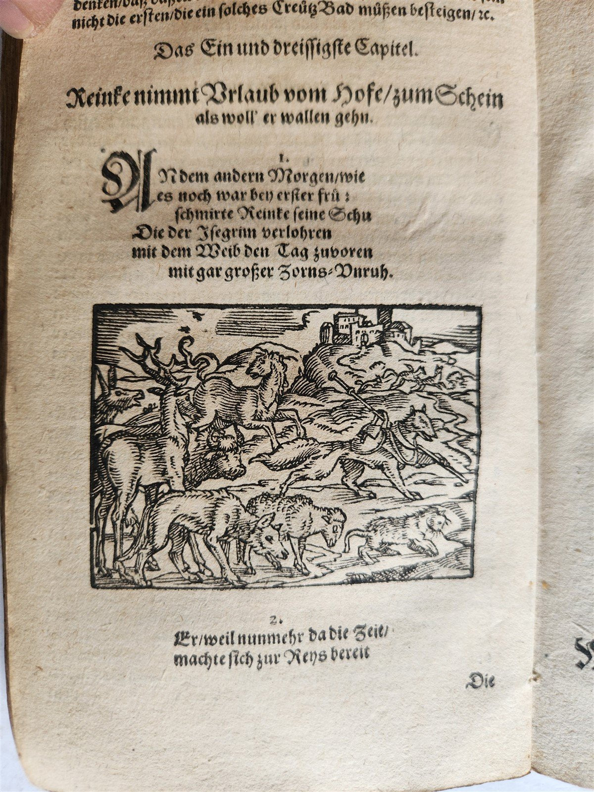 1650 REYNARD THE FOX in GERMAN antique ILLUSTRATED w/ 41 WOODCUTS