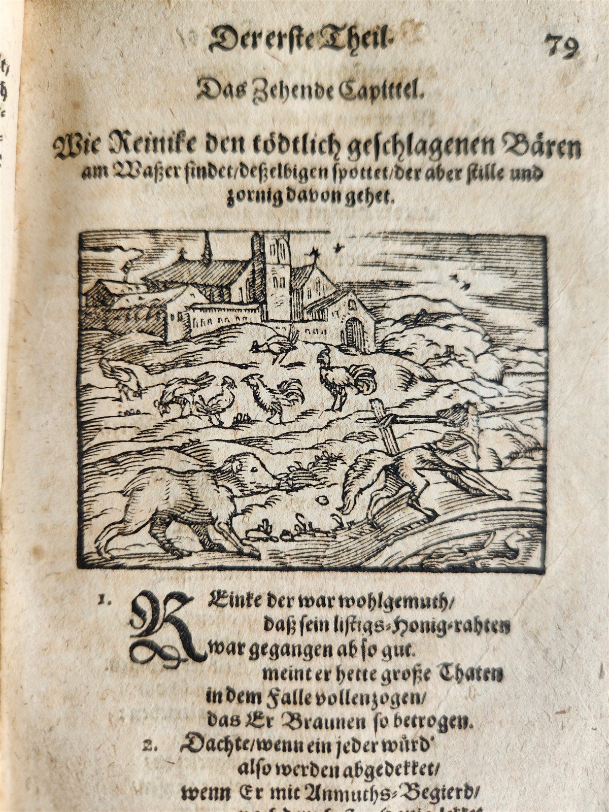 1650 REYNARD THE FOX in GERMAN antique ILLUSTRATED w/ 41 WOODCUTS