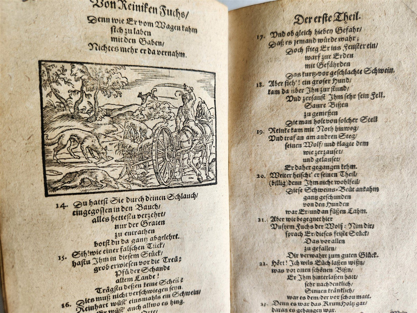 1650 REYNARD THE FOX in GERMAN antique ILLUSTRATED w/ 41 WOODCUTS