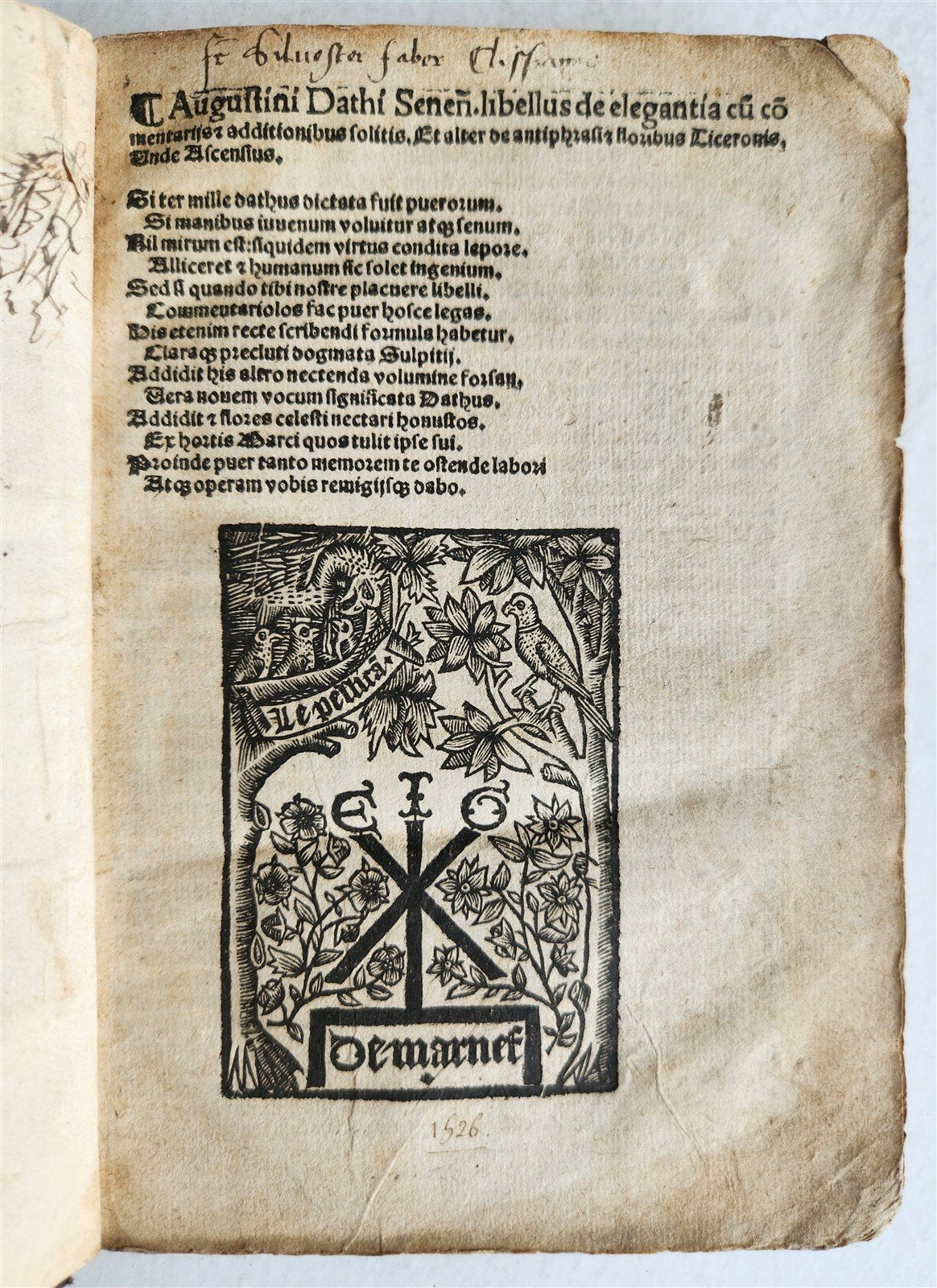 1526 POST-INCUNABULA CICERO COMMENTRAIES by A. DATUS antique ORIGINAL BINDING