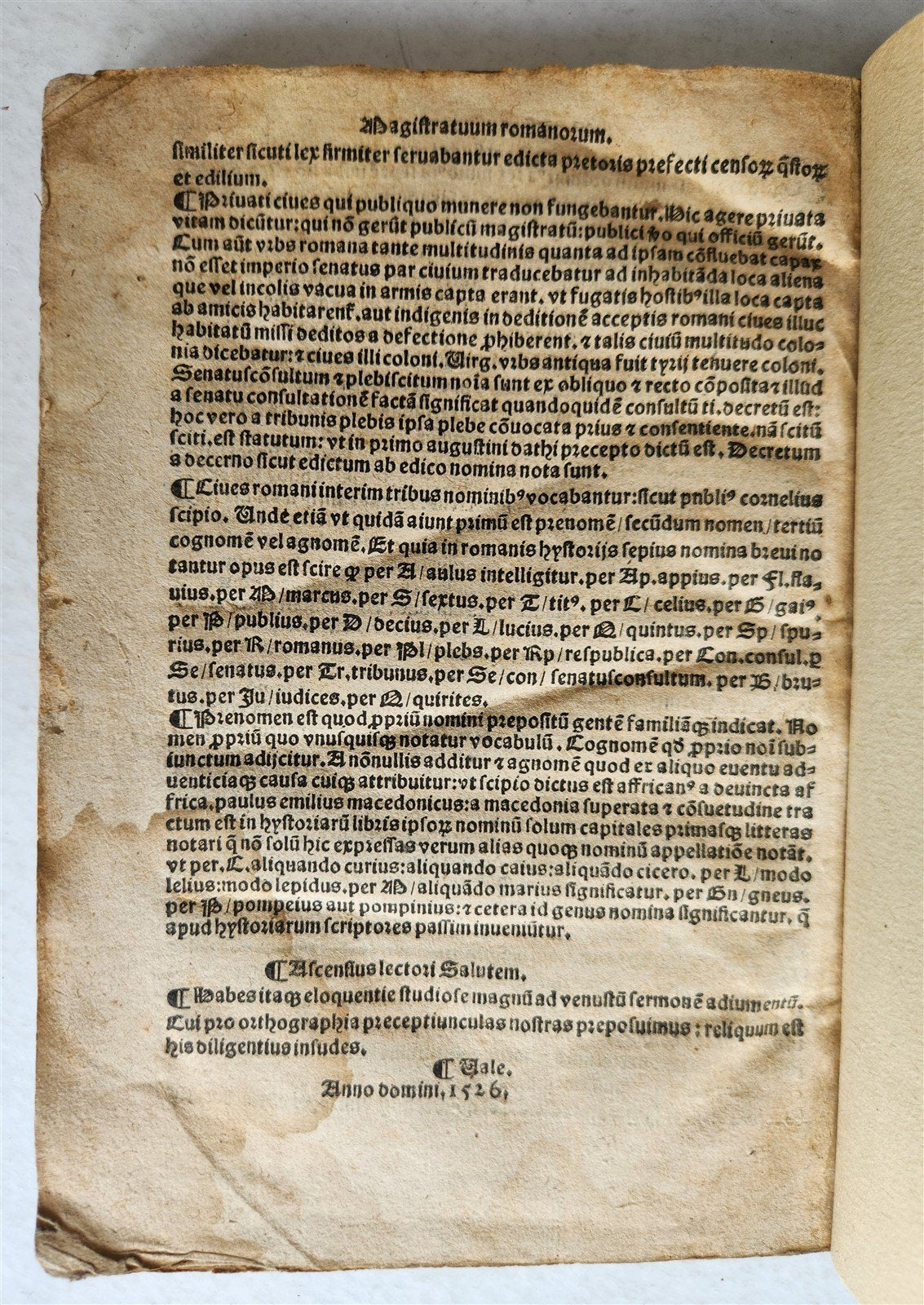 1526 POST-INCUNABULA CICERO COMMENTRAIES by A. DATUS antique ORIGINAL BINDING