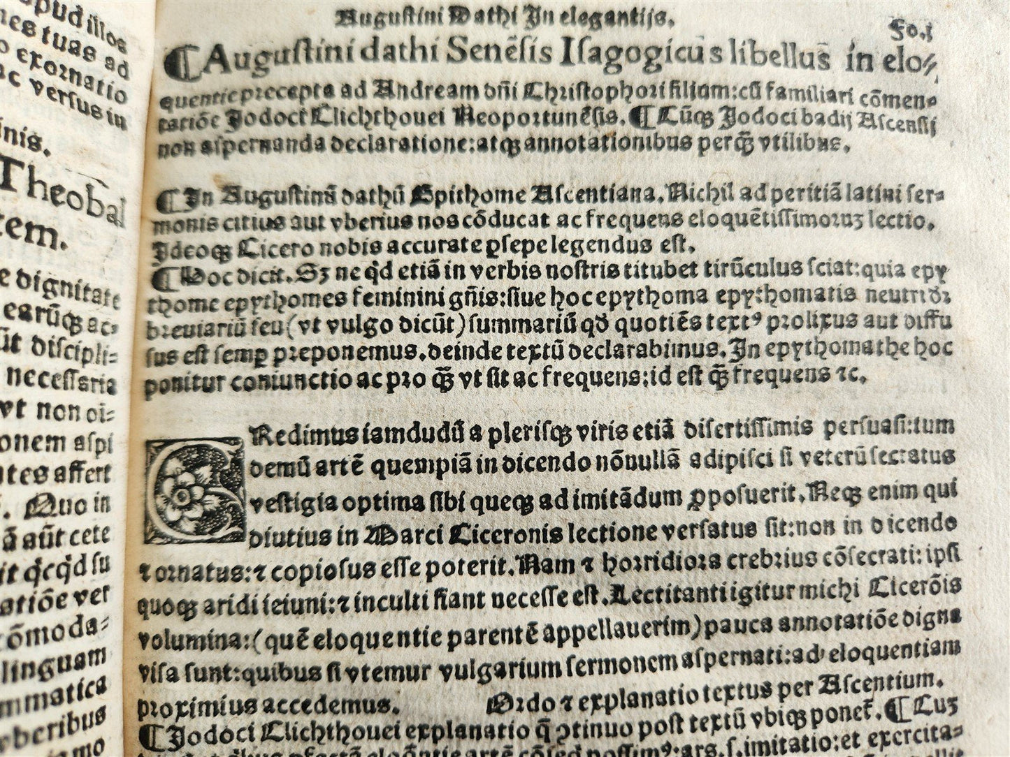 1526 POST-INCUNABULA CICERO COMMENTRAIES by A. DATUS antique ORIGINAL BINDING
