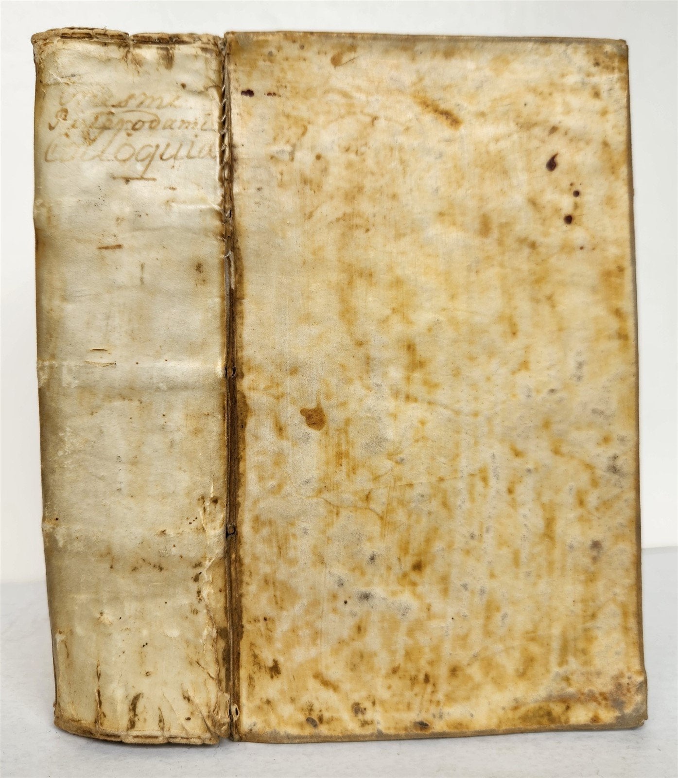 1664 COLLOQUIA by ERASMUS antique VELLUM BOUND