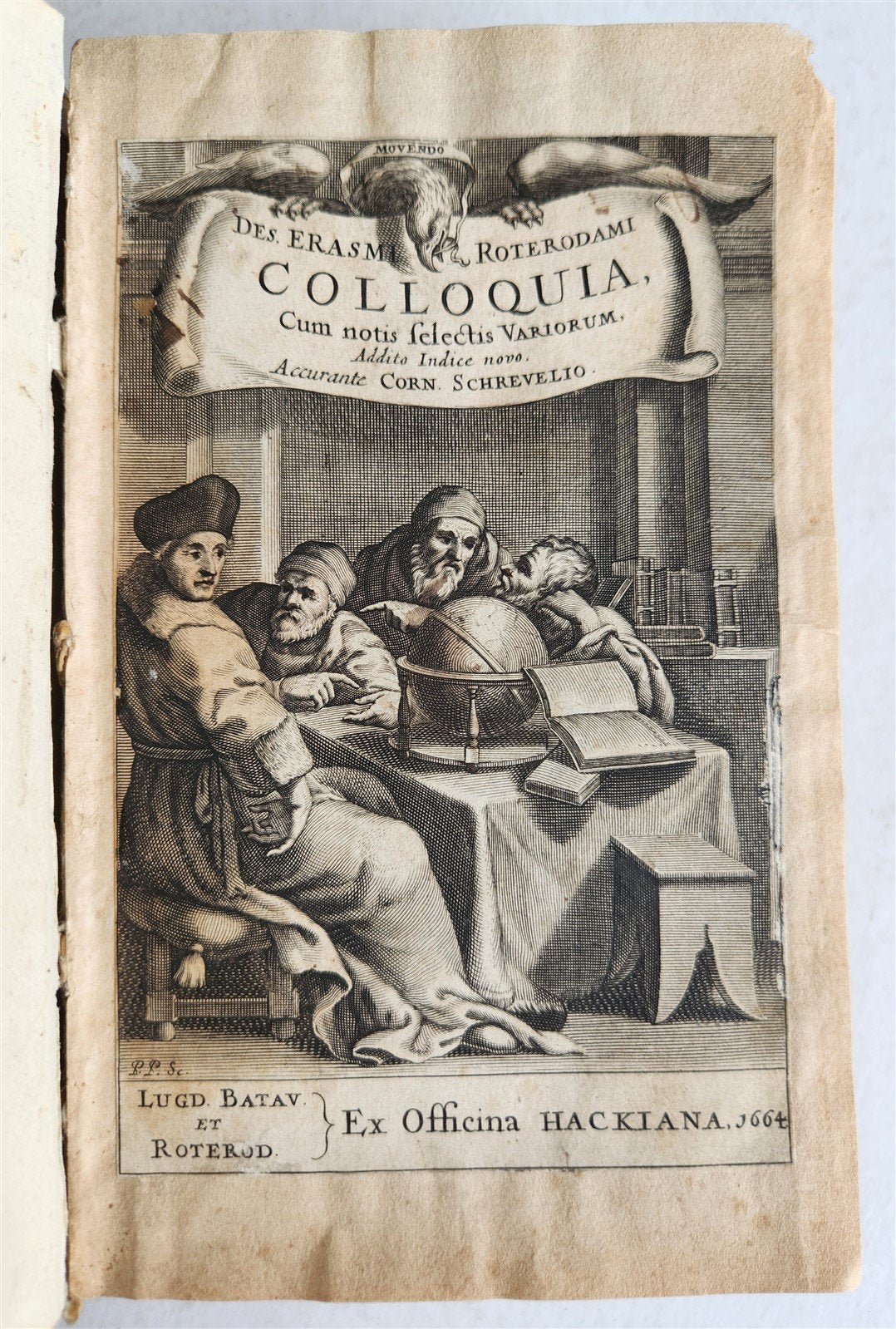 1664 COLLOQUIA by ERASMUS antique VELLUM BOUND