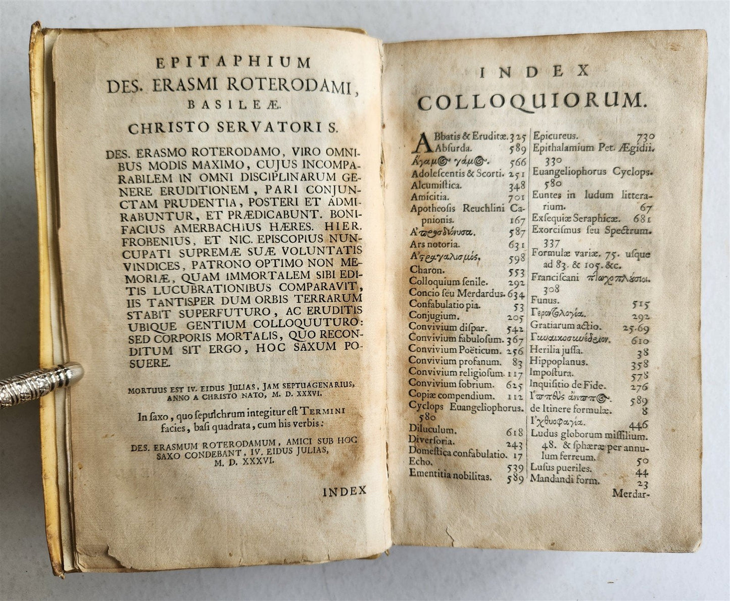 1664 COLLOQUIA by ERASMUS antique VELLUM BOUND