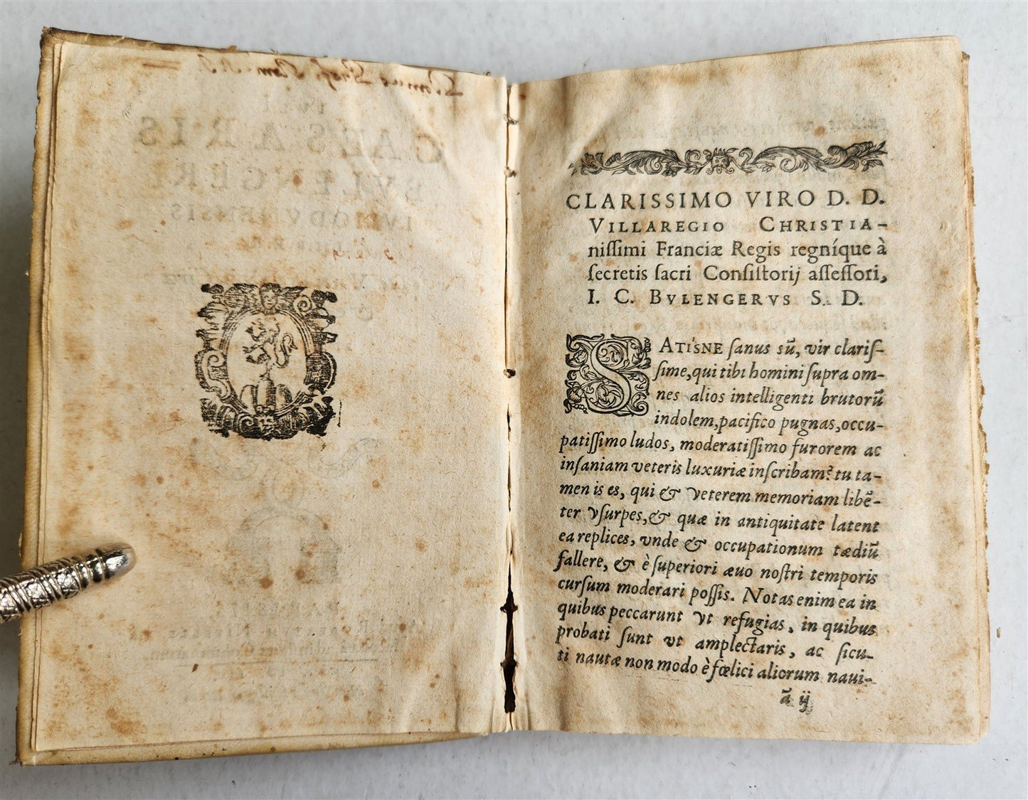 1598 TREATISE on HUNTING in CIRCUS & AMPHITHEATERS in ANTIQUITY antique VELLUM