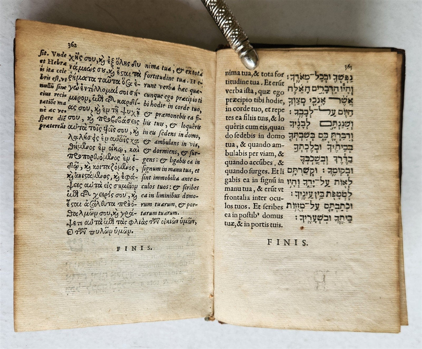 1554 BIBLE in Hebrew Latin & Greek antique SCARCE