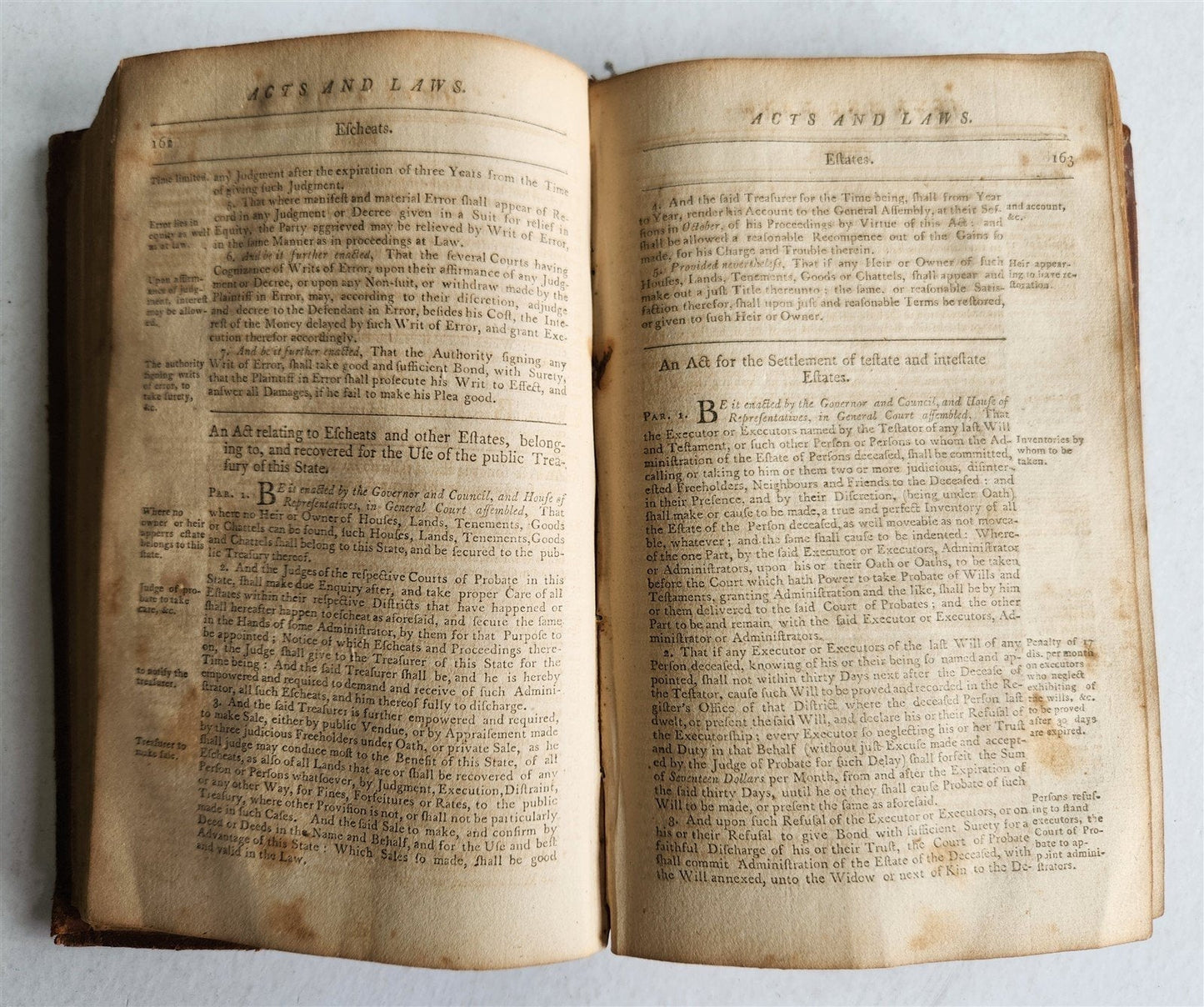 1796 ACTS & LAWS of STATE OF CONNECTICUT in AMERICA antique AMERICANA 18th CENT.