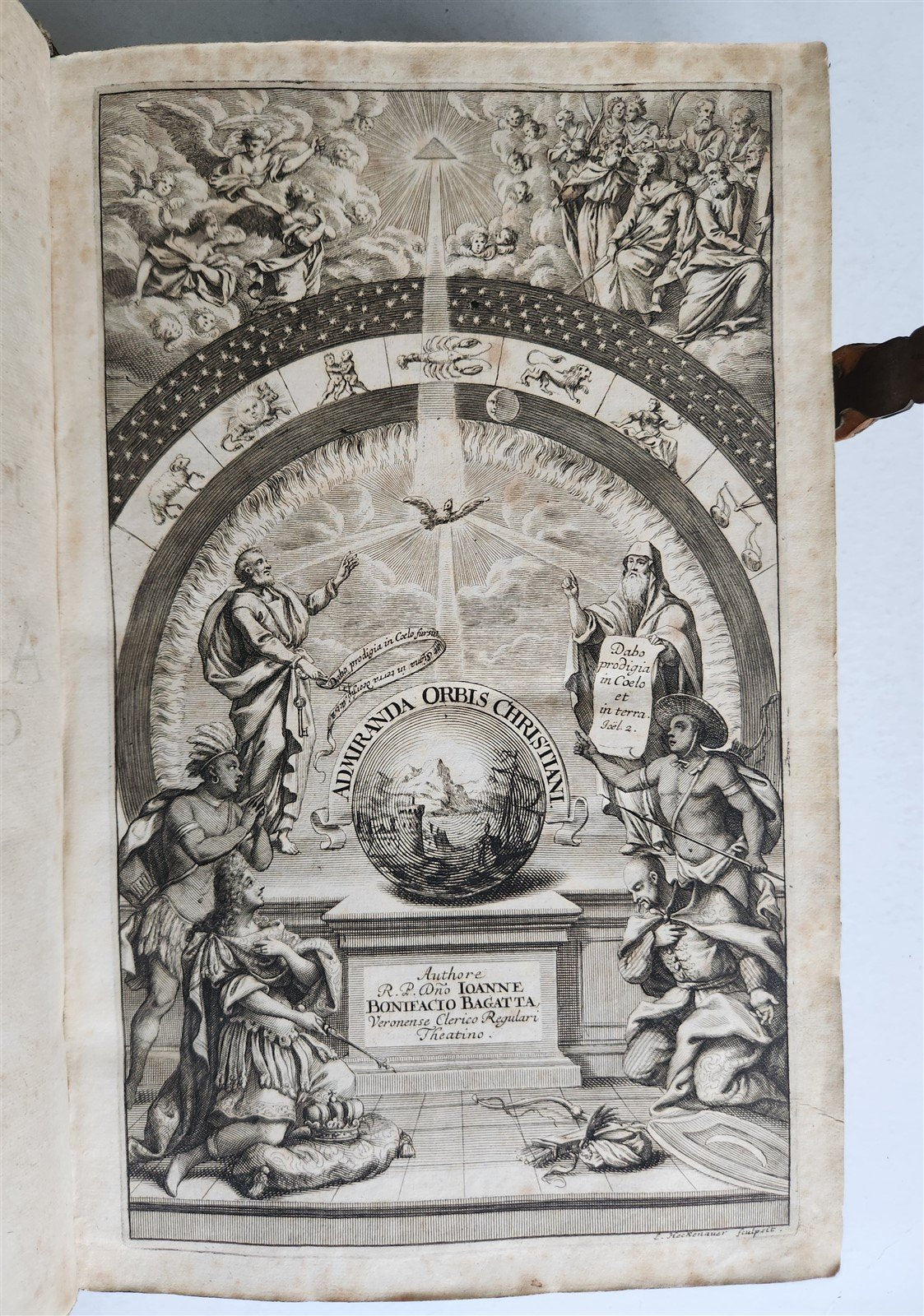 1695 WONDERS of CHRISTIAN WORLD antique PIGSKIN FOLIO ADMIRANDA ORBIS CHRISTIANI