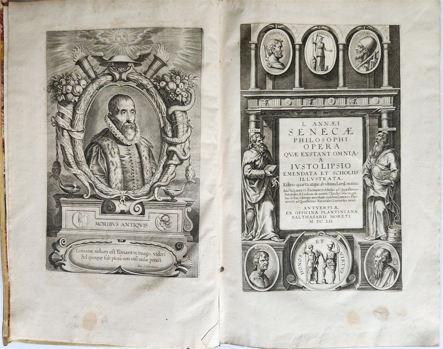 1652 SENECA OPERA w/ Lipsius' commentaries antique ILLUSTRATED LARGE FOLIO