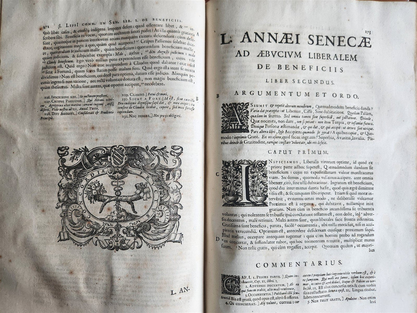 1652 SENECA OPERA w/ Lipsius' commentaries antique ILLUSTRATED LARGE FOLIO