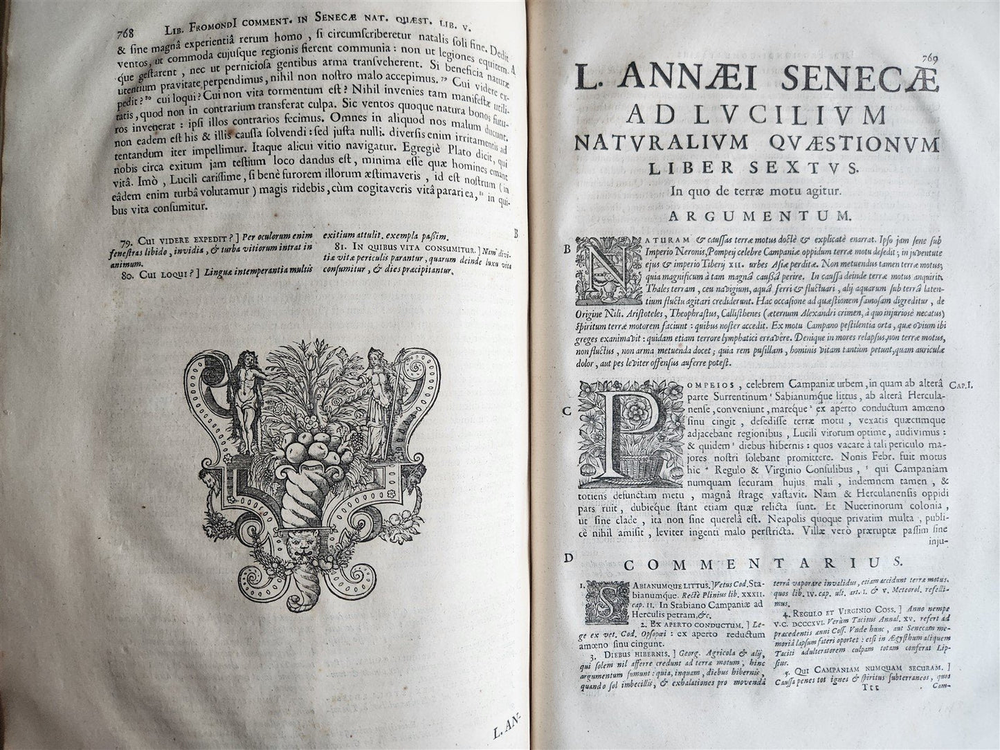 1652 SENECA OPERA w/ Lipsius' commentaries antique ILLUSTRATED LARGE FOLIO