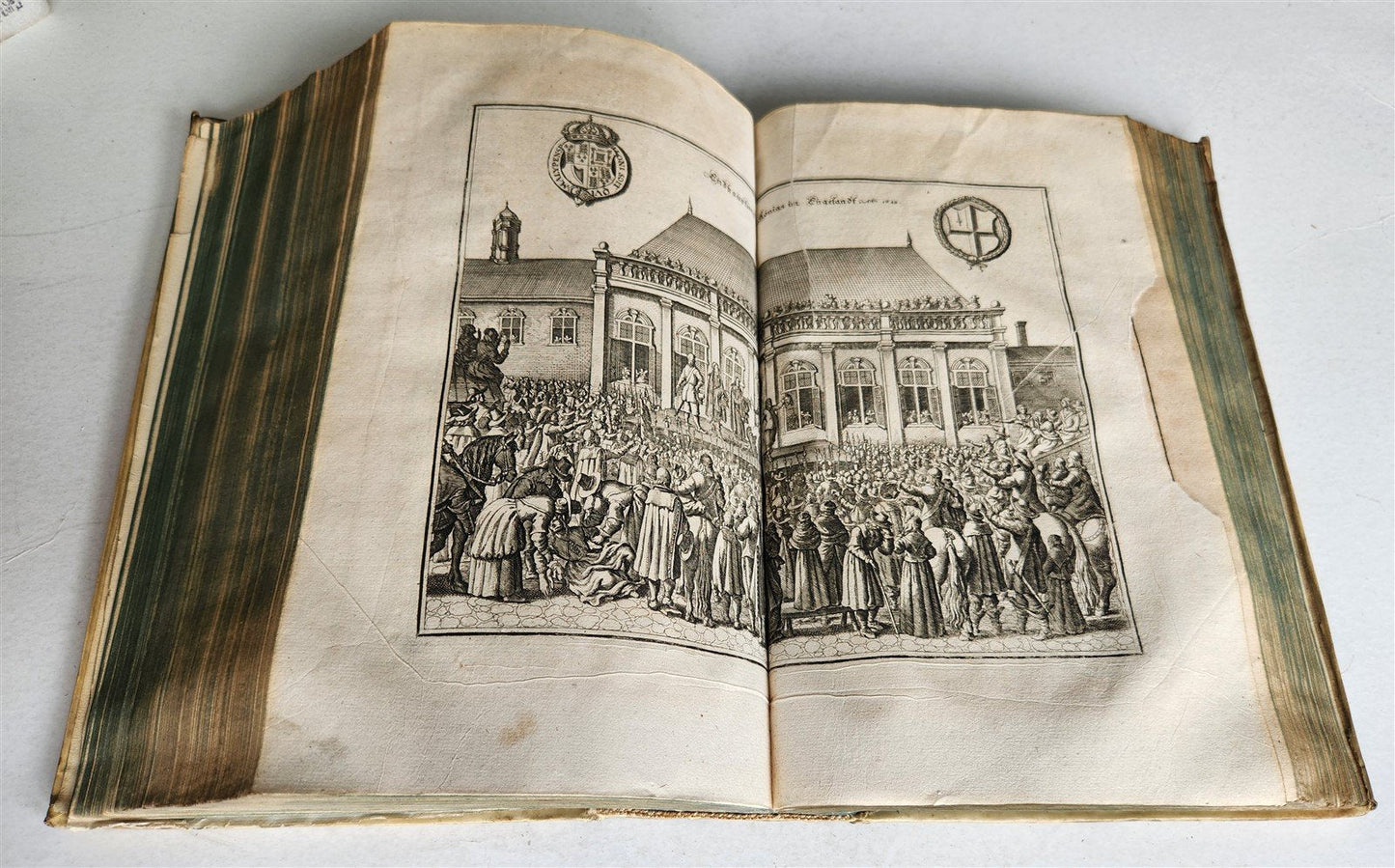 1663 EUROPEAN HISTORY ILLUSTRATED w/ OVER 80 ENGRAVINGS antique VELLUM FOLIO