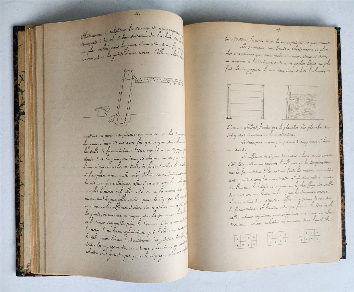 1893 TOBACCO FABRICATION COURSE antique FRENCH MANUSCRIPT COLLOTYPE illustrated