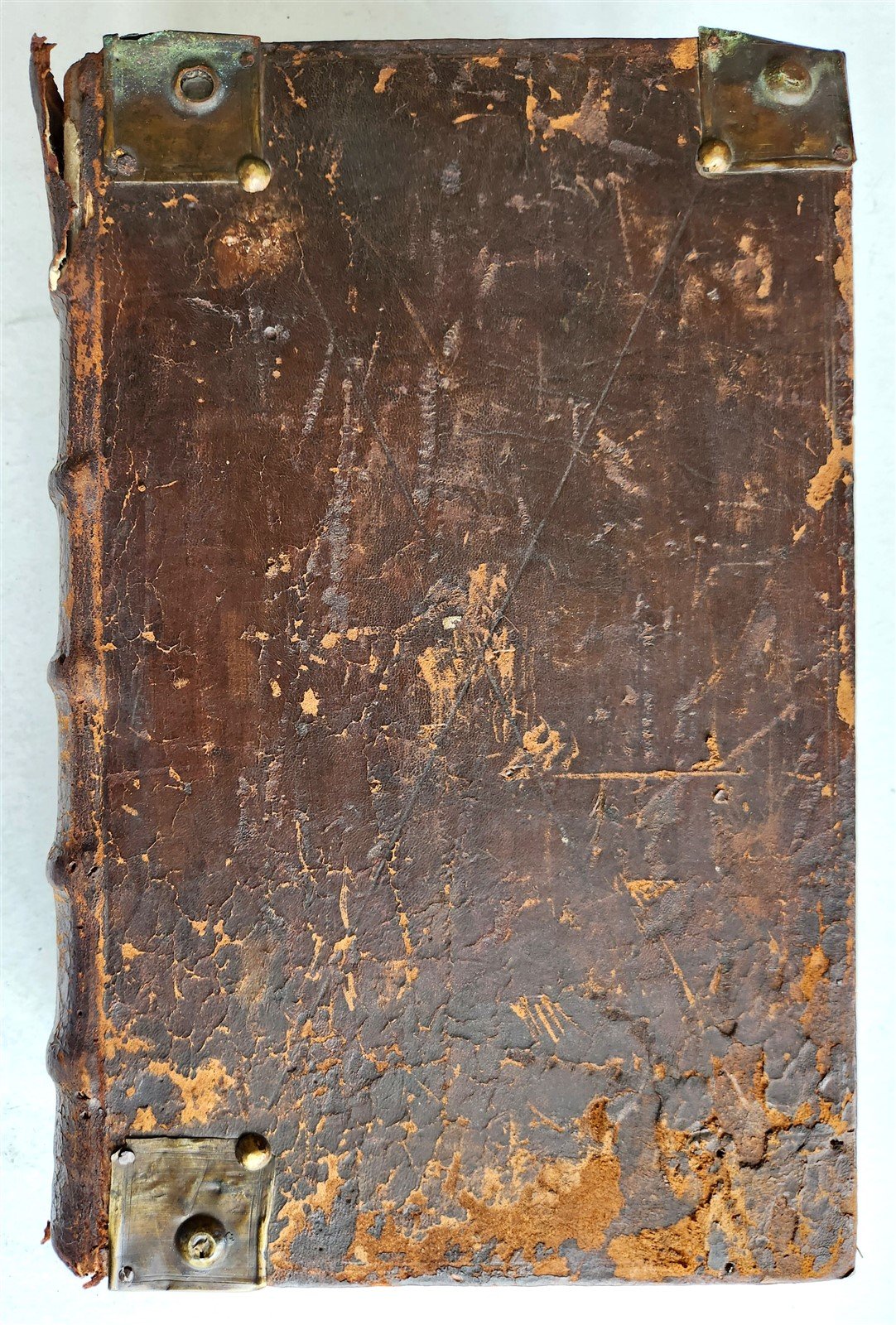 1720 BIBLE in GERMAN SWISS ILLUSTRATED antique FOLIO w/ BRASS FITTINGS