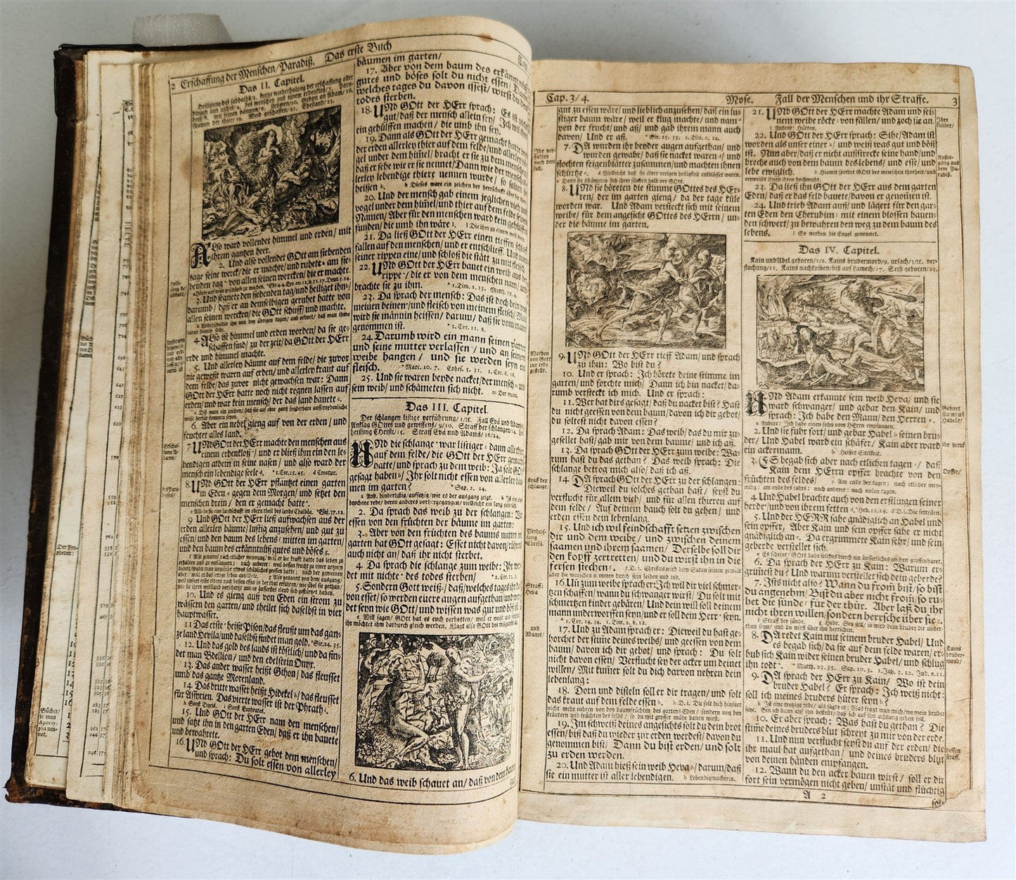 1720 BIBLE in GERMAN SWISS ILLUSTRATED antique FOLIO w/ BRASS FITTINGS