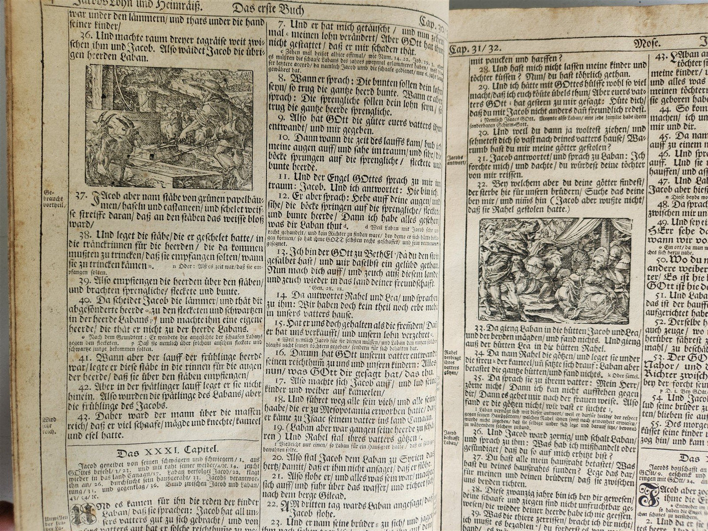 1720 BIBLE in GERMAN SWISS ILLUSTRATED antique FOLIO w/ BRASS FITTINGS