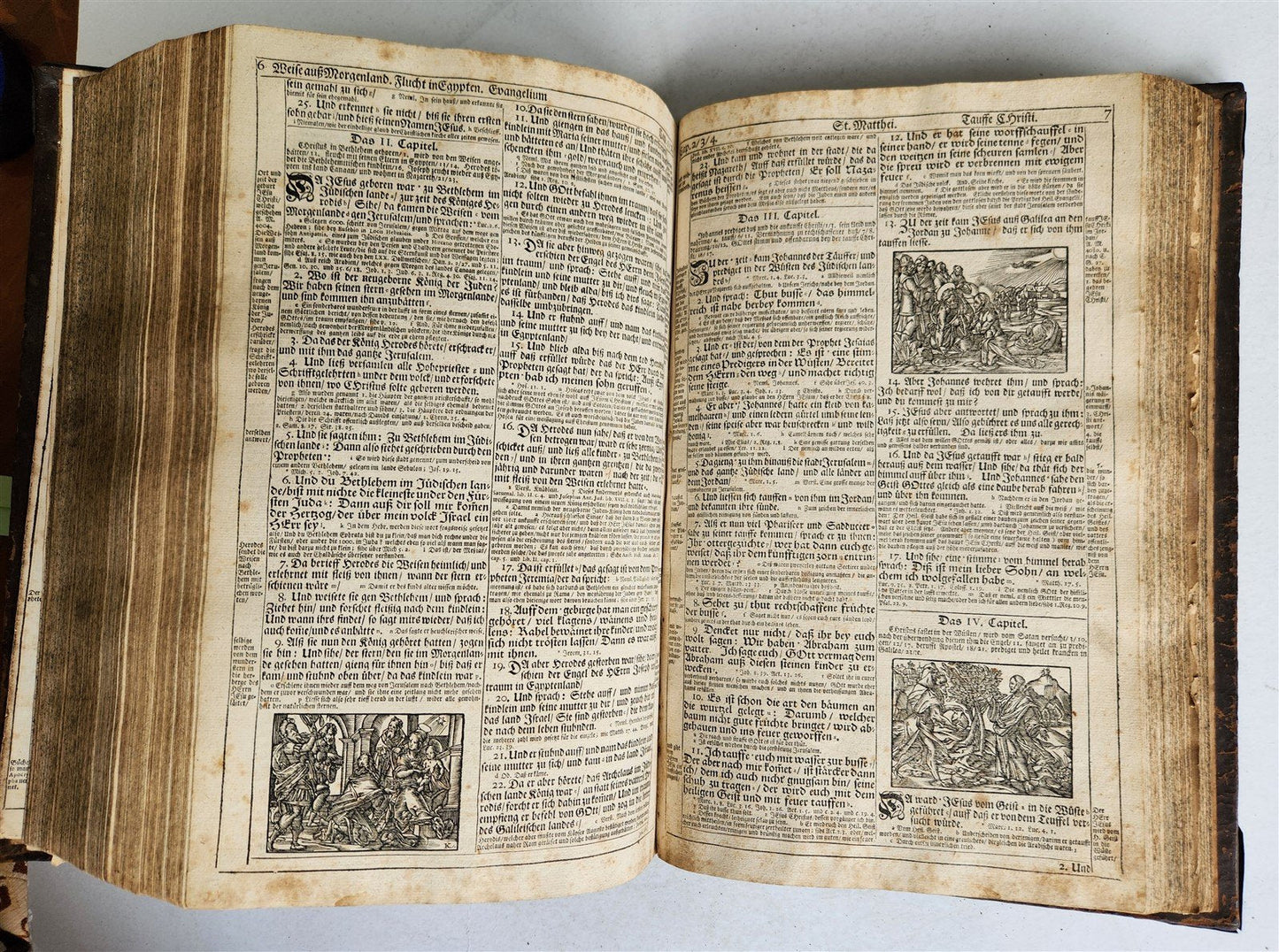 1720 BIBLE in GERMAN SWISS ILLUSTRATED antique FOLIO w/ BRASS FITTINGS
