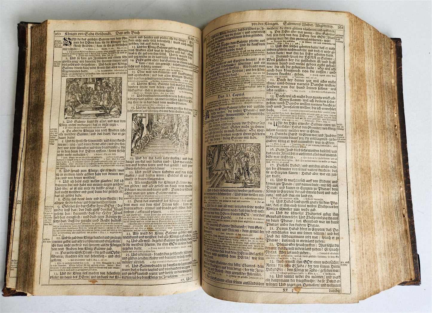 1720 BIBLE in GERMAN SWISS ILLUSTRATED antique FOLIO w/ BRASS FITTINGS