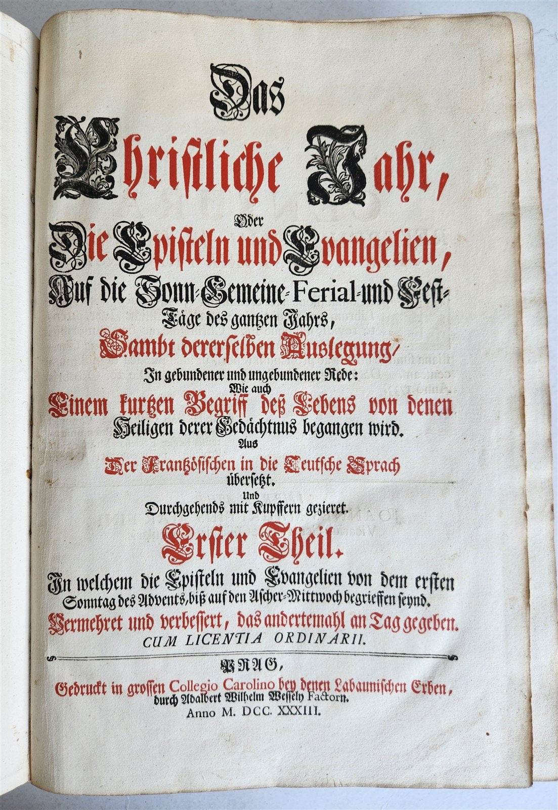 1733 ILLUSTRATED Christian Year Epistles & Gospels antique VELLUM FOLIO Prague