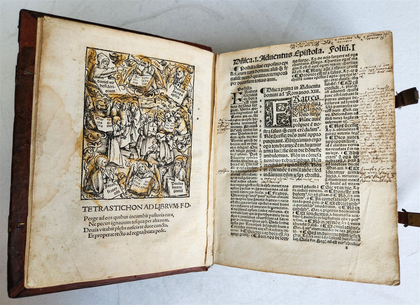 1514 POST-INCUNABULA ILLUSTRATED SWISS Basel antique Postilla maiores SCARCE
