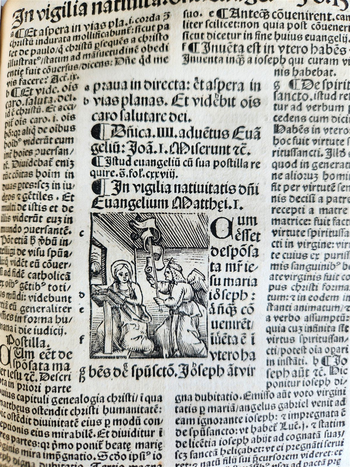 1514 POST-INCUNABULA ILLUSTRATED SWISS Basel antique Postilla maiores SCARCE