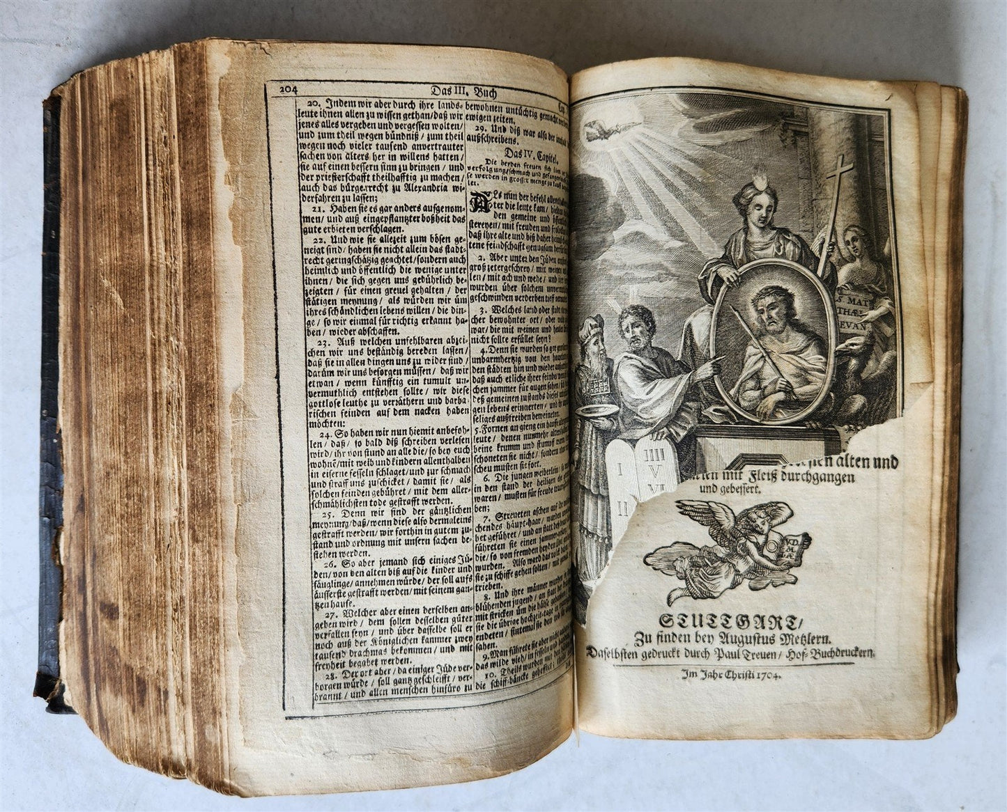 1704 BIBLE in GERMAN antique ILLUSTRATED