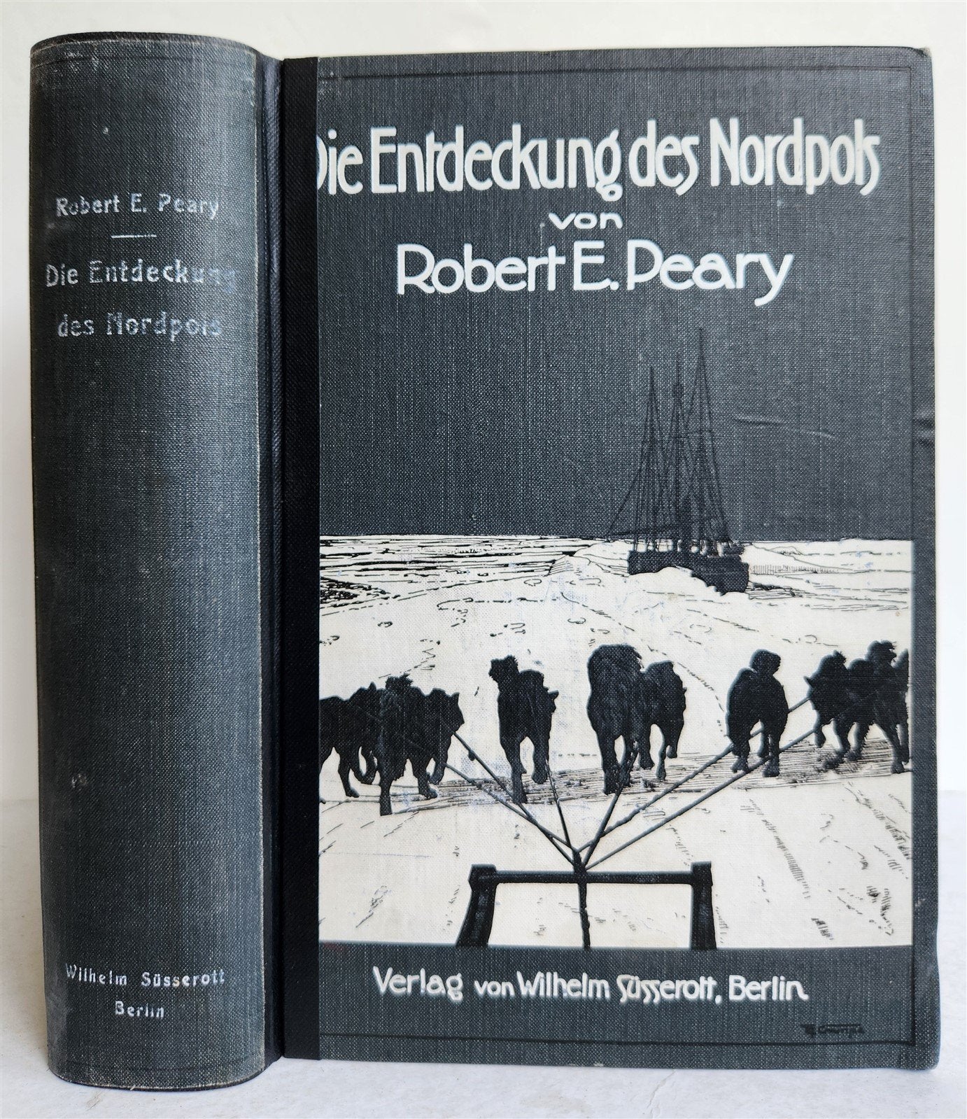 1910 DISCOVERY of NORTH POLE by ROBERT PEARY in GERMAN antique ILLUSTRATED